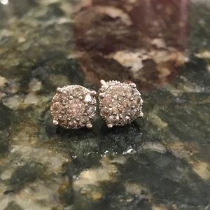 💝 1 ct tw Round Diamond Earrings 14k White Gold💝